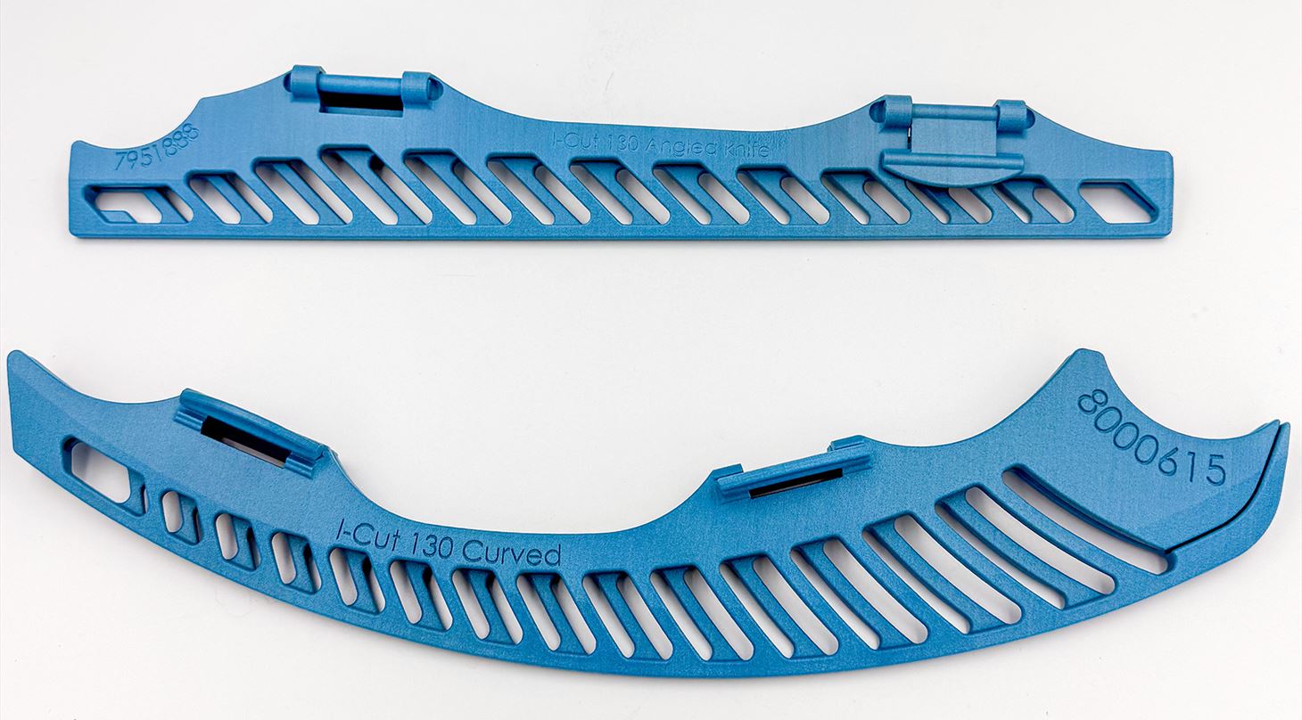 Blå knivskeder i plast